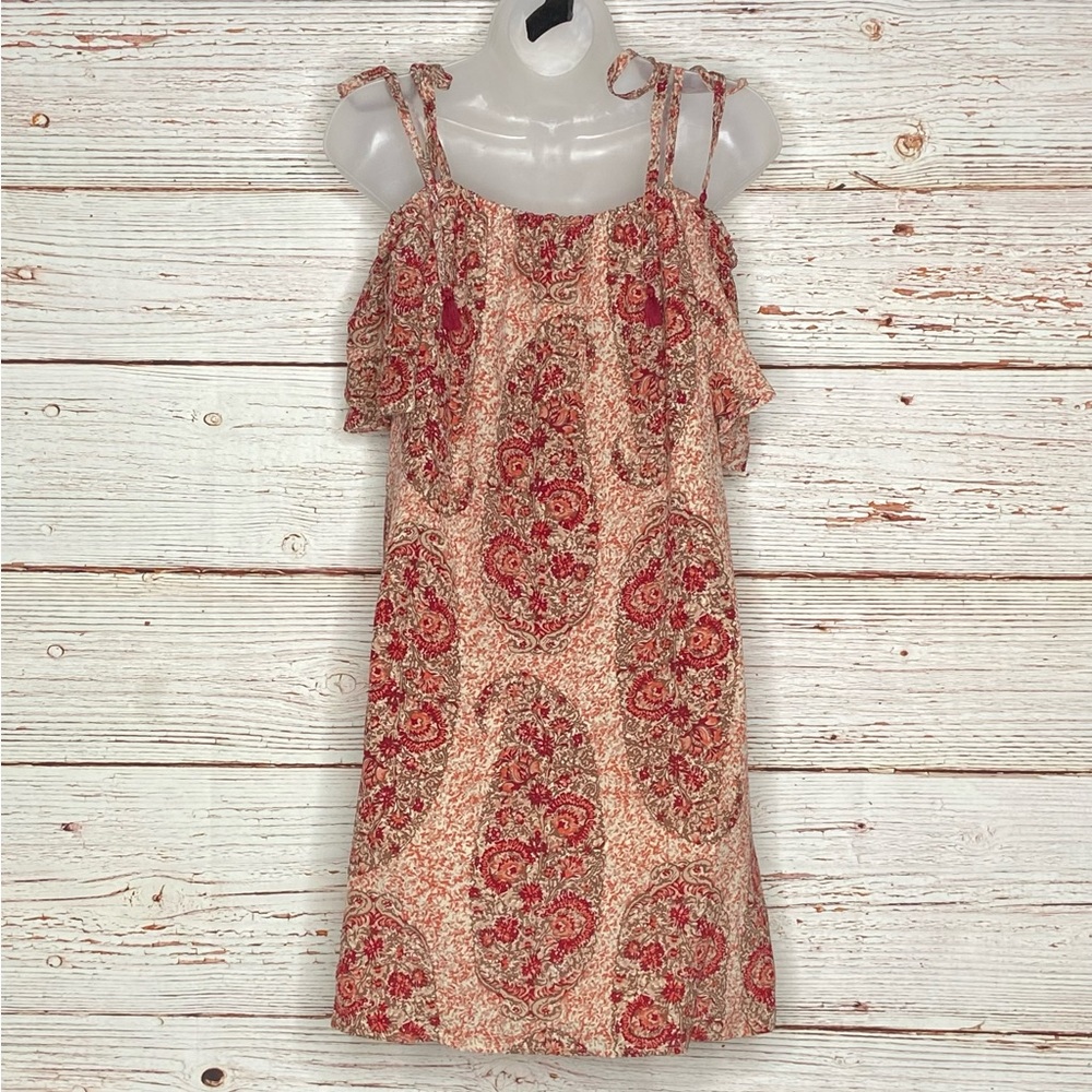 Madewell Silk Cold-Shoulder Dress in Watercolor Paisley Sz S - Picture 9 of 14